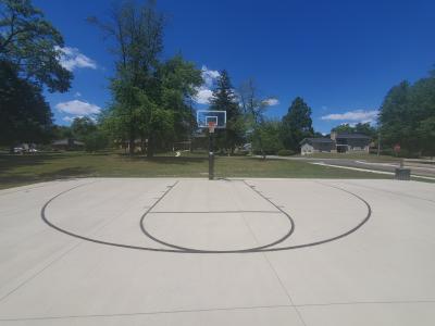 basketball hoop on basketball court