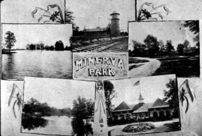 minerva park postcard with images of the park 