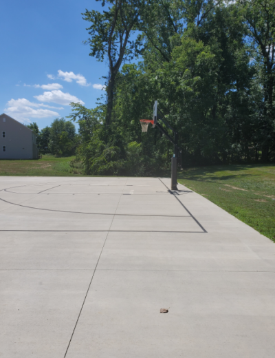 basketball court and hoop 